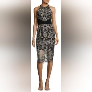 Xscape Dress Womens Medium Floral Embroidered Mesh Overlay Cocktail Party Formal